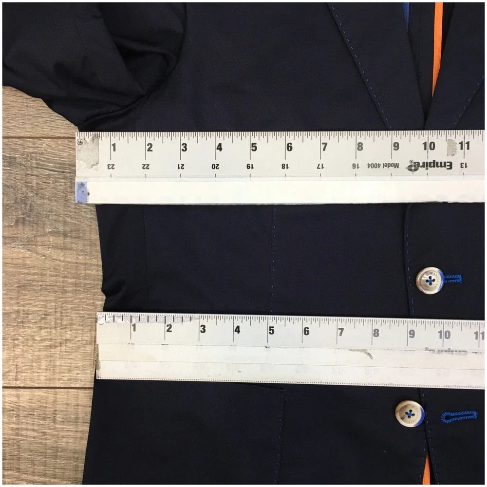 MANUEL RITZ Mens‎ Navy Blazer Sport Coat Casual Size 38R Two Button Cotton Suit - Picture 6 of 12